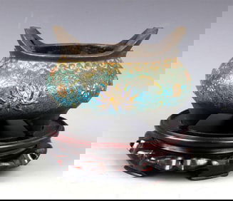 A BRONZE CLOISONNÉ ENAMEL BRONZE CENSER