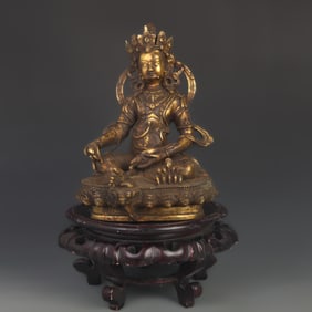 TIBETAN BUDDHISM BRONZE GOD OF WEALTH STATUE