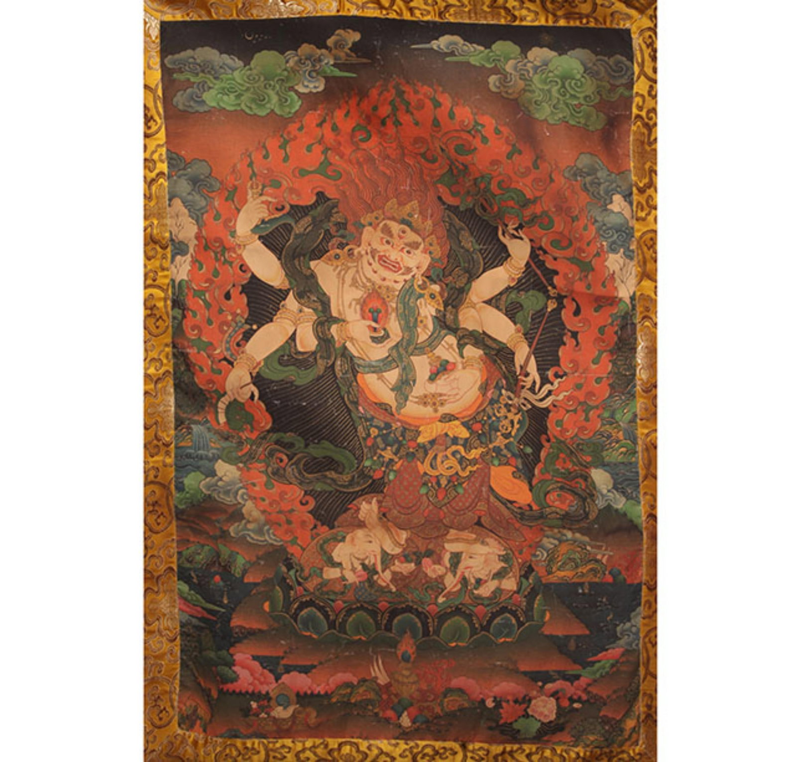 A FINE BIBETAN THANGKA: 20th Century; High: 35.0 inch; Width: 22.25 inch