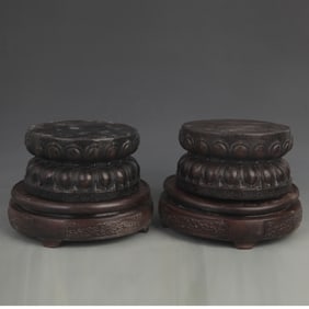 BAMBOO ROOT CARVED LOTUS PATTERN WOODEN BASE