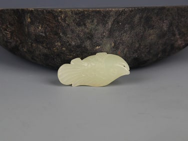 A FINE PALE CELADON JADE IN FIGURE OF FISH