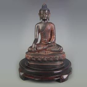A FINE BRONZE LONGEVITY BUDDHA STATUE