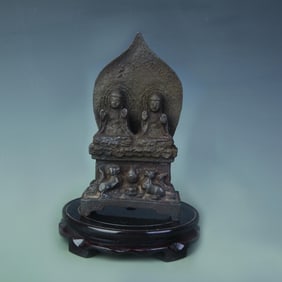 A FINE CAST IRON BUDDHA STATUE