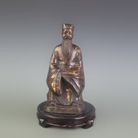 FINE BRONZE CIVIL GOD OF WEALTH STATUE