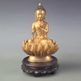A FINE BRONZE SHAKYAMUNI BUDDHA STATUE