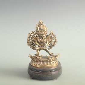 A FINE BRONZE GILDED HAPPY BUDDHA STATUE