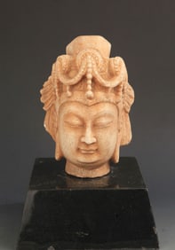 RARE LARGE JADE CARVING GUAN YIN HEAD FIGURE