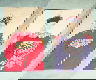 PAIR OF OLD CHINESE CHARACTER PAINTING