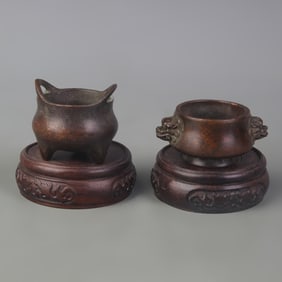 SET OF BRONZE INCENSE BURNERS