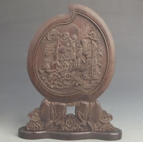 SANDALWOOD CARVED BIRTHDAY CELEBRATION WOODEN TABLE SCREEN