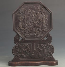 A FINE ROSEWOOD MADE LONGEVITY GOD PATTERN TABLE SCREEN
