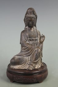 A FINE BRONZE  COPPER GUANYIN STATUE