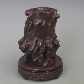 OLD REDWOOD MADE PEN HOLDER