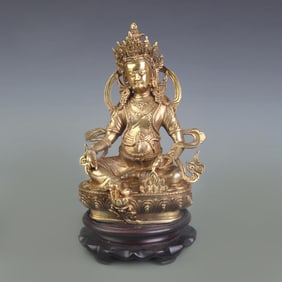 TIBETAN BUDDHISM BRONZE GOD OF WEALTH FIGURE