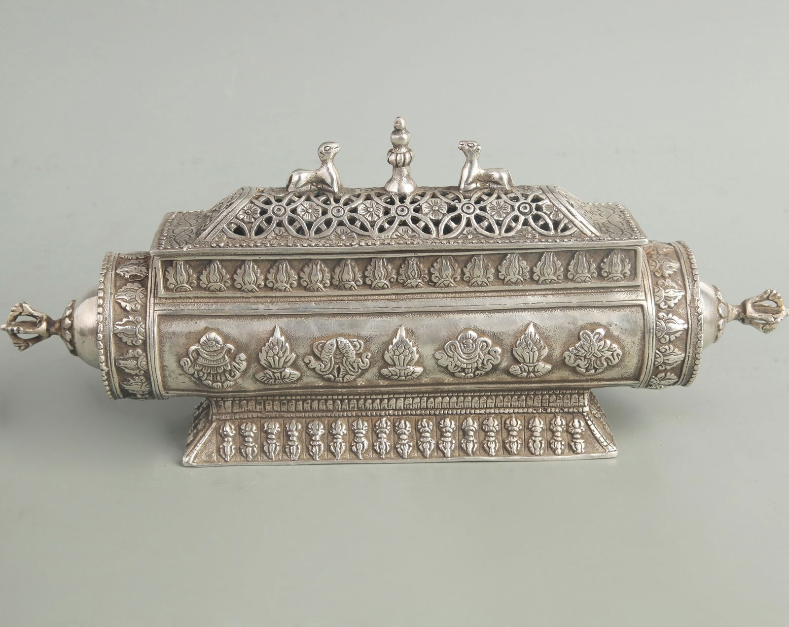 A FINE TIBETAN BUDDHISM FINELY CARVED BRONZE CENSER (1 of 5)