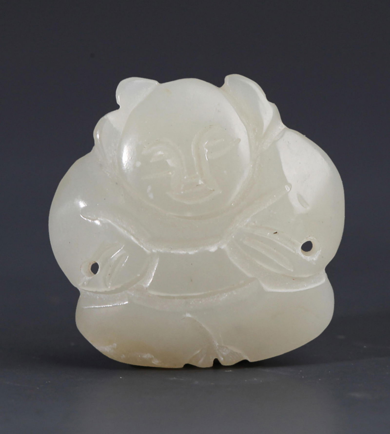 A FINE PALE CELADON JADE BOY FIGURE PENDANT (1 of 3)
