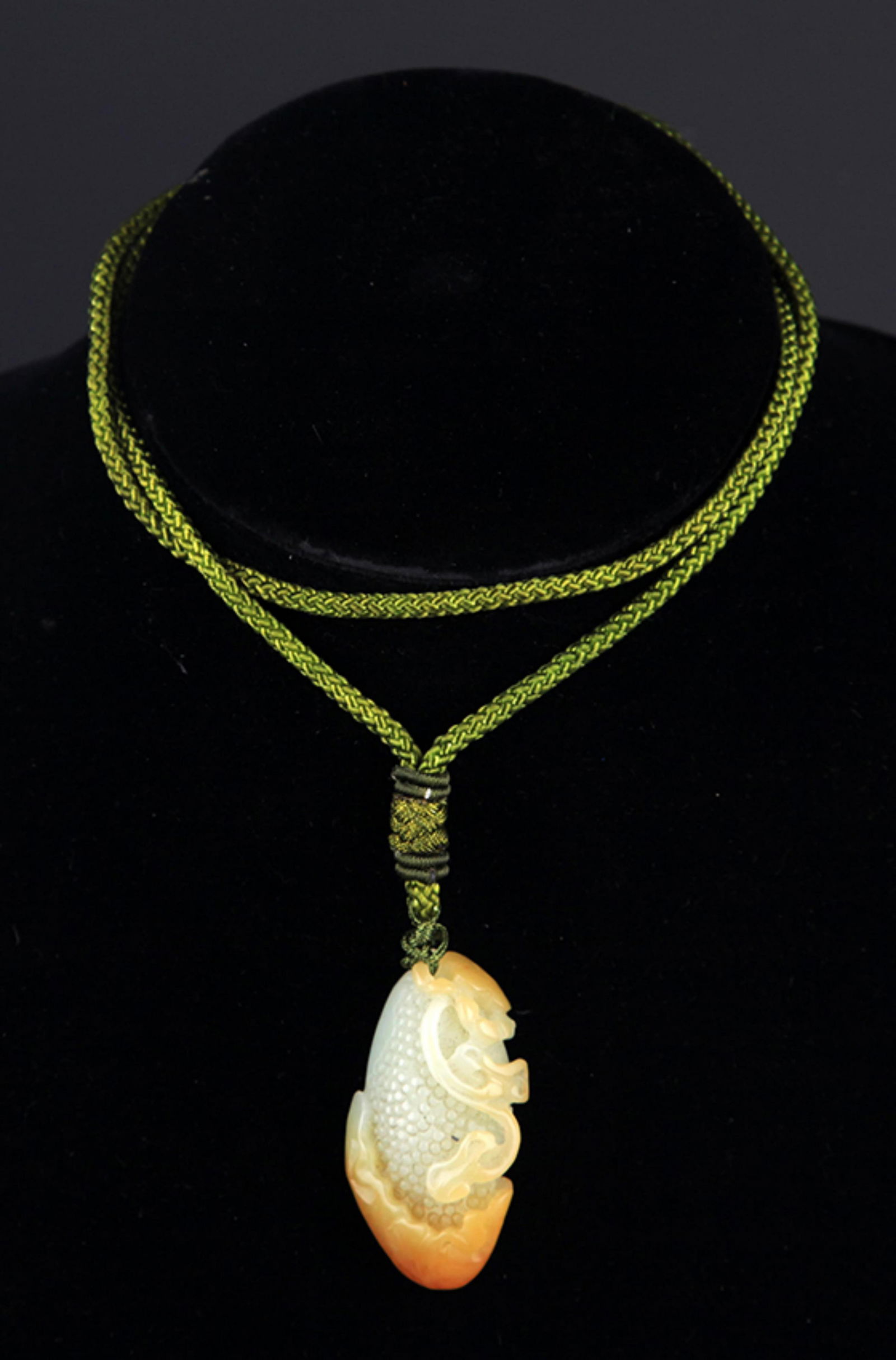 A MELON-SHAPED HETIAN JADE PENDANT,  ZI LIAO (1 of 5)