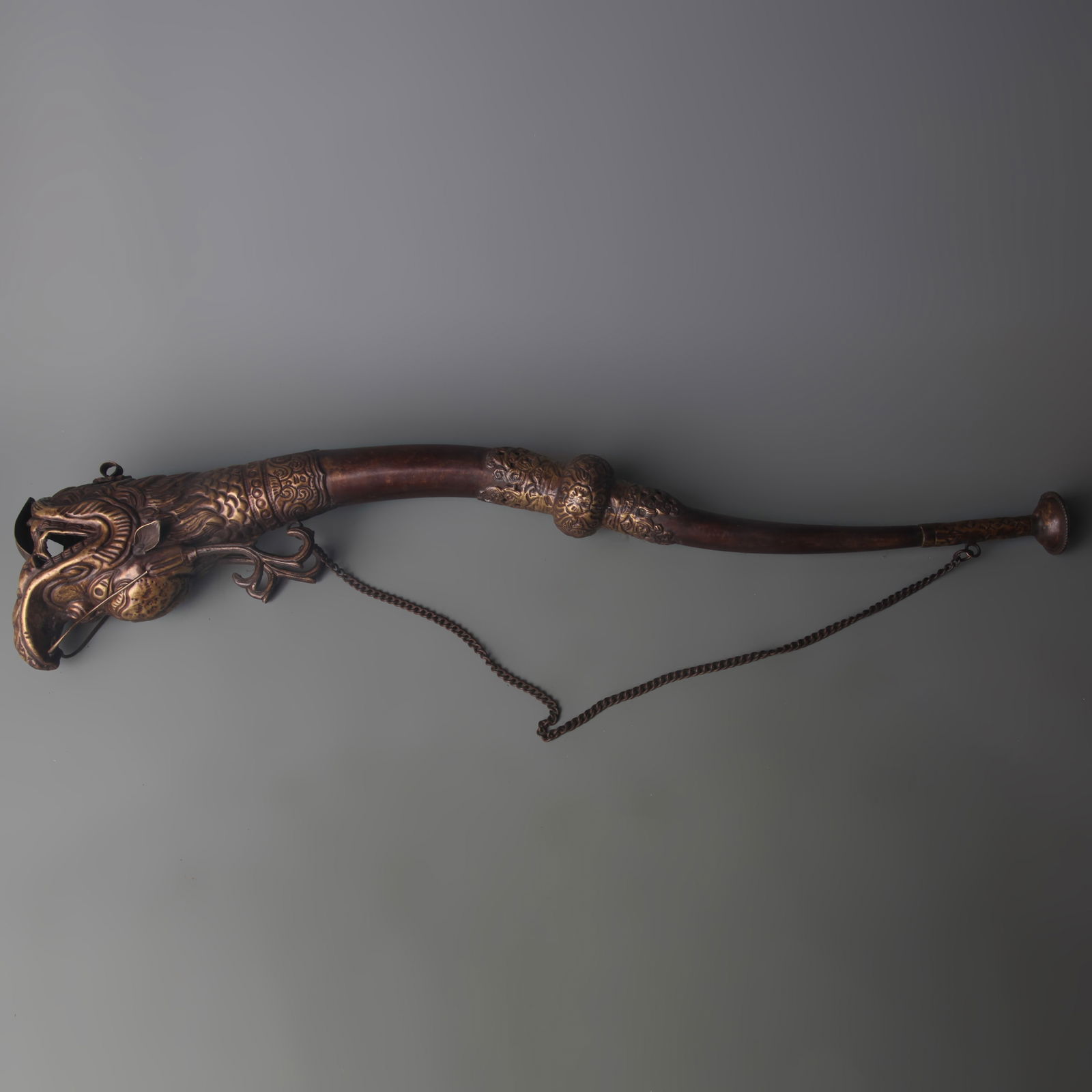 TIBETAN BUDDHIST INSTRUMENT - COPPER TRUMPET (1 of 4)