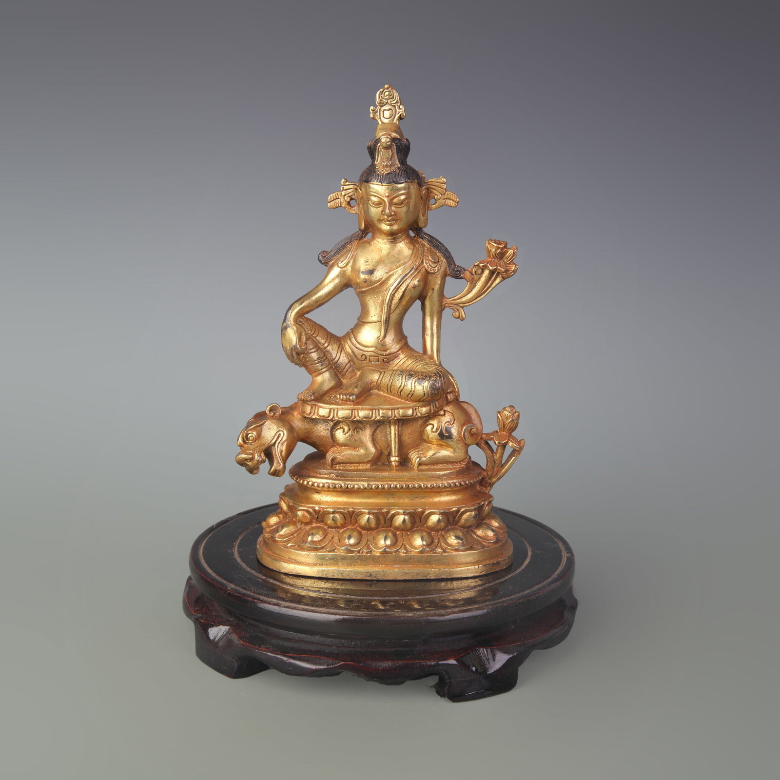 GUANYIN RIDING BEAST STATUE: Width: 5.0in; High: 8.0in