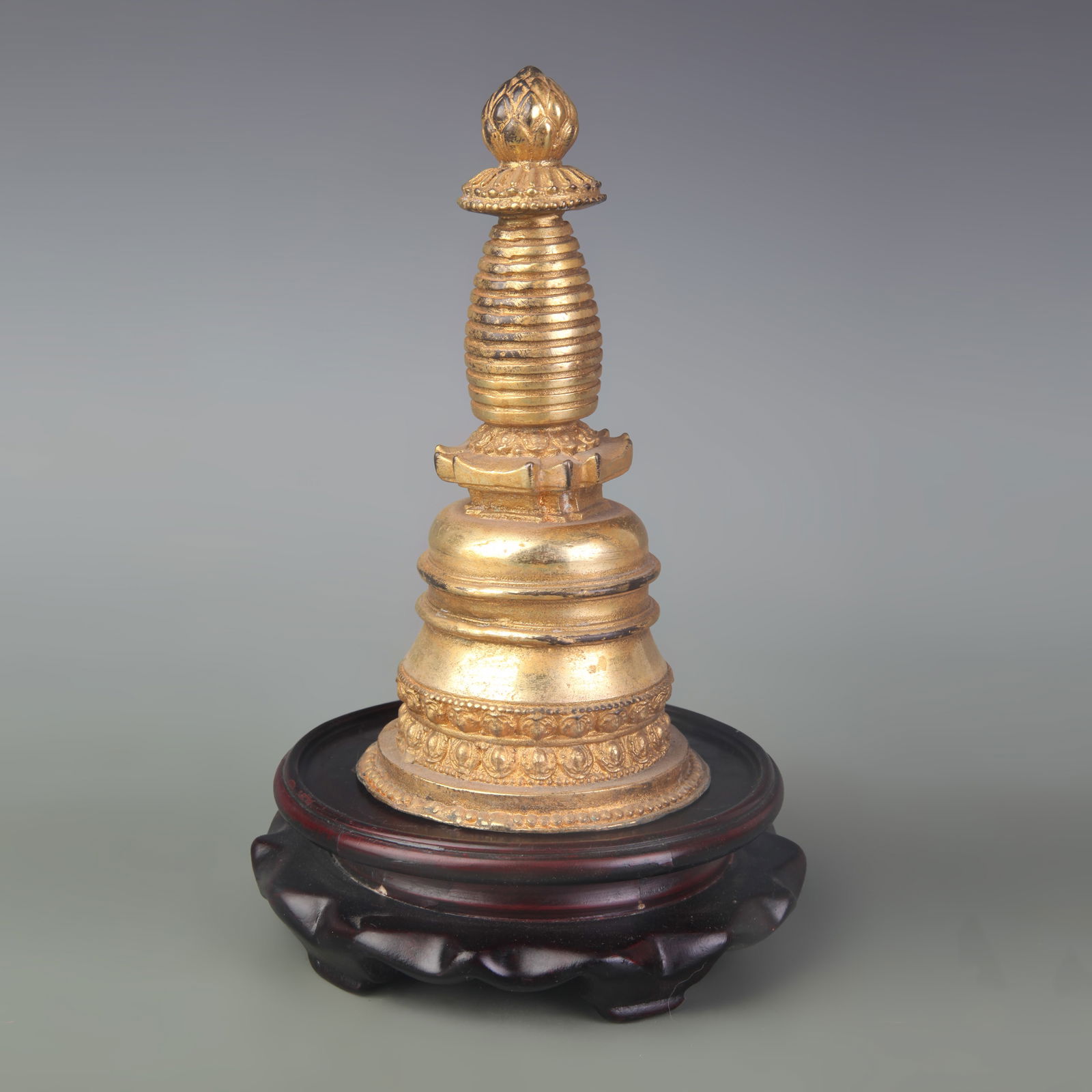 A FINE GILDED BRONZE RELIC PAGODA (1 of 5)