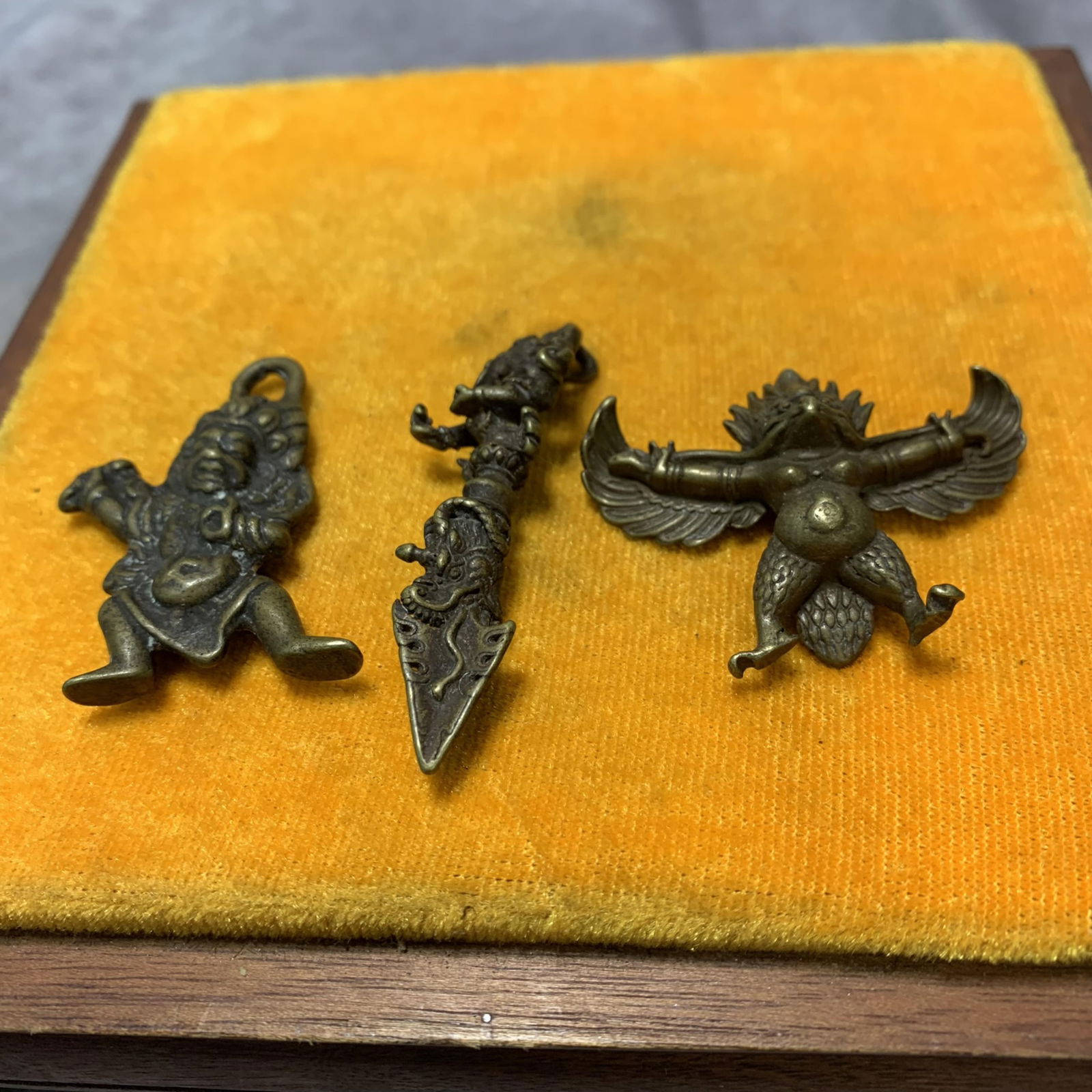 SET OF 3 TIBETAN BUDDHIST BRONZE RITUAL OBJECTS (1 of 7)