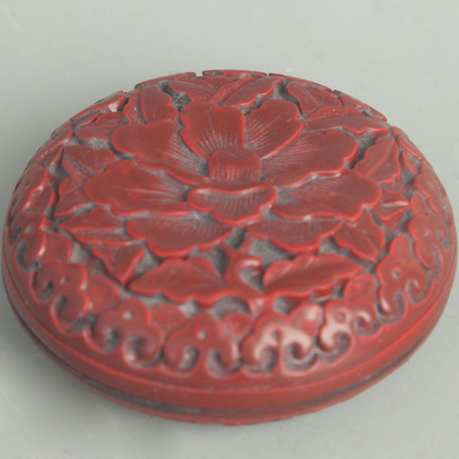 CARVED RED LACQUER FLORAL PATTERN INCENSE BOX (1 of 5)
