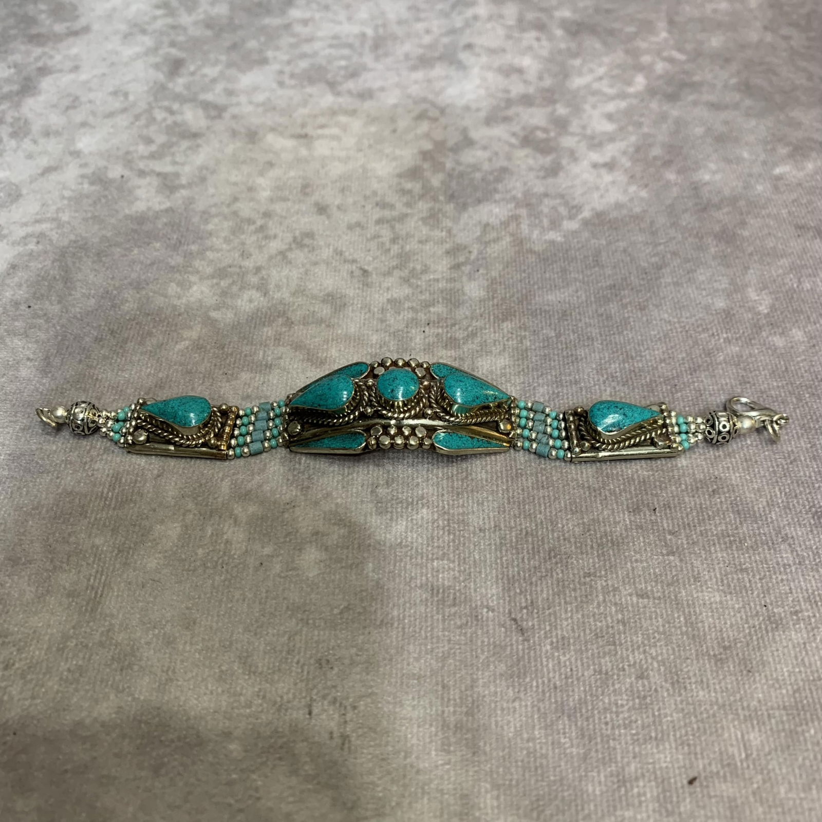 A FINE WHITE BRONZE MADE BRACELET WITH GEM STONE (1 of 3)