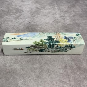 FAMILLE ROSE LANDSCAPING PATTERN PORCELAIN PAPER WEIGHT