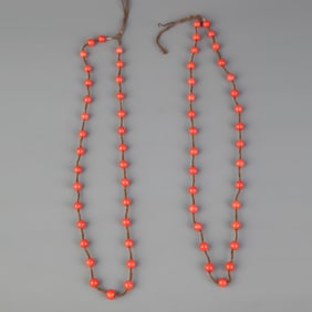 GROUP OF TWO RED CORAL NECKLACE