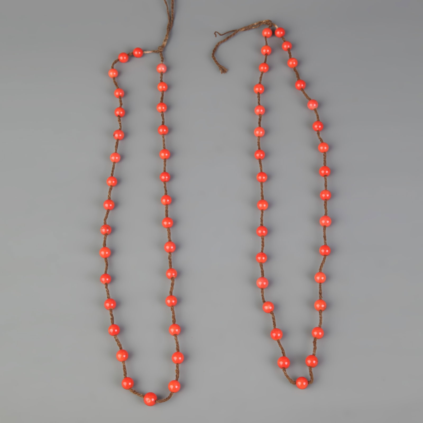 GROUP OF TWO RED CORAL NECKLACE: Modern, Long: 11.5;Diameter: 0.2
