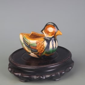 SANCAI GLAZE MANDARIN DUCK-SHAPED BRUSH WASHER
