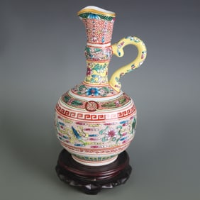 ENAMEL FLOWER PATTERN PORCELAIN WATER EWER