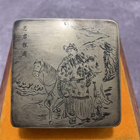 A FINELY CARVED BRONZE INK BOX