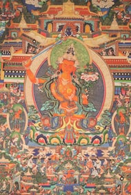 A FINE TIBETAN BUDDHISM TANGKA PAINTING