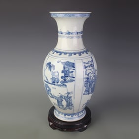 BLUE-AND-WHITE FIGURE-PATTERNED PORCELAIN VASE