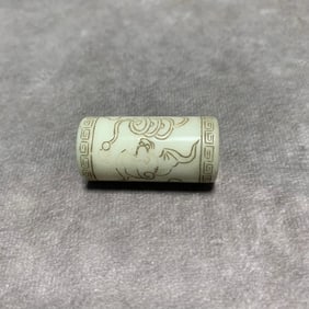 HETIAN JADE AUSPICIOUS-PATTERNED LACING BEAD