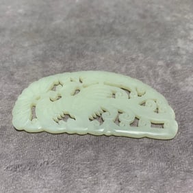 HETIAN WHITE JADE PHOENIX PATTERN PLAQUE