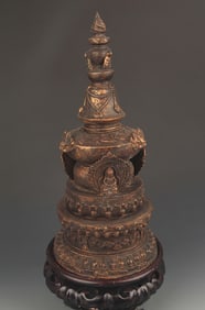 RARE TIBETAN BUDDHISM BRONZE BUDDHA TWOER