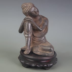 CAST IRON STATUE OF SHAKYAMUNI BUDDHA