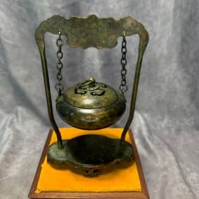 BRONZE INCENSE BURNER WITH CARVED TWELVE ZODIAC FIGURE