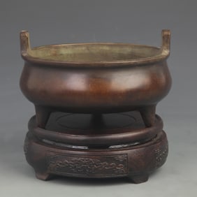 A FINE DOUBLE EAR THREE FOOT BRONZE CENSER