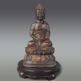 A FINE BRONZE SHAKYAMUNI BUDDHA STATUE