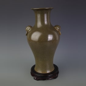 TEA DUST GLAZED BEAST EAR PORCELAIN VASE