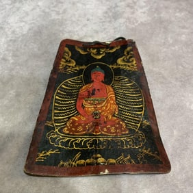 A FINE COW BONE MADE TIBETAN BUDDHA PAINTING