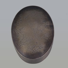 A FINE CARVED FIGURE INK BOX