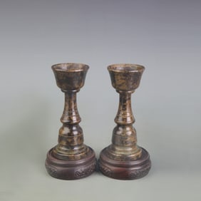 PAIR OF BRONZE CANDLESTICKS