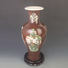FAMILLE ROSE SAUCE GLAZE OPEN LIGHT LARGE VASE