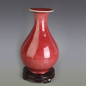 SACRIFICIAL RED GLAZE YUHUCHUN PORCEL.AIN VASE