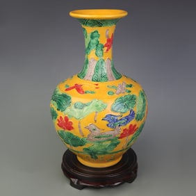 FA HUA-COLOR AND CARVED CELESTIAL STYLE PORCELAIN VASE