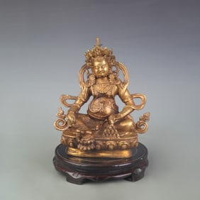 A FINE BRONZE YELLOW WEALTH GOD STATUE